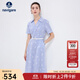 Navigare意大利小帆船女士連衣裙25春夏季新品純棉親膚中長(cháng)裙休閑簡(jiǎn)約裙子 克萊因藍 M