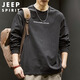 JEEP SPIRIT吉普長(cháng)袖t恤男秋冬季重磅內搭薄款上衣衛衣寬松打底衫 黑色 XL