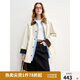獨束大碼女裝2025新款春季撞色抽繩一手長(cháng)風(fēng)衣復古收腰顯瘦外套女 米灰色 L (尺碼：2)