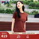 FILA 斐樂(lè )針織連衣裙2025夏季新款時(shí)尚休閑開(kāi)叉顯瘦修身T恤長(cháng)裙 赤土紅棕-BN XL 175/92A/XL