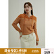 獨束大碼女裝【多色可選】法式風(fēng)情條紋連帽針織衫女冬羊毛混紡毛衫 咖色條紋 XL