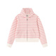 F426國潮牌秋季新款美式休閑條紋撞色短款連帽開(kāi)衫衛衣 粉紫色 粉色 M