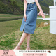 香影牛仔半身裙女2025夏裝新款復(fù)古中長款裙子修身顯瘦高腰直筒裙 牛仔藍(lán) M