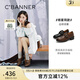 千百度【胡連馨同款】厚底真皮樂(lè )福鞋女2025秋季新款皮鞋深口單鞋 黑色 38 (240mm)