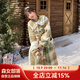 森女部落原創(chuàng  )文藝風(fēng)清新格紋中長(cháng)款大衣外套新款秋冬女裝 綠色外套（單件） 單件 L (165)