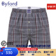 百富（BYFORD）港產(chǎn)進(jìn)口男士精梳棉阿羅褲格紋中腰平角短褲梭織褲衩商場(chǎng)款MW962 MW962灰色帶紐扣，一片包臀 1條 L