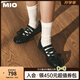 MIO【程瀟同款】米奧2025春季新款綁帶芭蕾鞋甜美瑪麗珍鞋淺口單鞋女 黑色 38 (240mm)