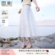 香影白色a字半身裙女2025夏裝新款高腰超仙絕美垂墜感蕾絲邊裙子 白色 半裙 M 160/84A/95-110斤