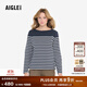 AIGLE艾高T恤2024秋季新品戶(hù)外休閑時(shí)尚長(cháng)袖條紋船領(lǐng)上衣女士 帝國深藍 BA443 M (165/88A)