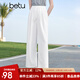 百圖betu女裝2025夏季新款休閑闊腿褲高腰松緊腰闊腿褲褲子女2505X21 白色 M