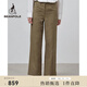 beanpole濱波  春夏新款女士簡(jiǎn)約休閑亞麻混紡仿牛仔闊腿褲 卡其色 26 160/66A