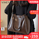viney牛皮斜挎包包女包大容量托特包通勤生日禮物送女友老婆 【咖色】高級感實(shí)用品牌單肩大包 時(shí)尚百搭輕奢手提腋下包