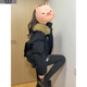 詩(shī)丹蕊韓系短款毛領(lǐng)連帽棉服羽棉襖絨2025黑色冬季顯瘦新款加厚美式棉衣 黑色 均碼 【可備注碼數】