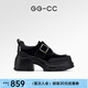 GG-CC【英倫畫(huà)刊】春季新款時(shí)尚英倫厚底樂(lè )福鞋真皮粗跟皮鞋女G25U1051 黑色 36