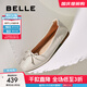 百麗（Belle）舒芙蕾絨面平跟單鞋女2025秋新商場(chǎng)款羊皮軟底便鞋E1E1DCQ5 米白 37