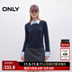 ONLY2025秋季新款含羊毛復古假兩件拼接毛衣針織衫女|125313004 E39海軍藍色 M
