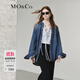 MO&Co.牛仔夾克春秋土耳其棉懷舊洗褪細鉆寬松襯衫外套摩安珂 牛仔藍色 L 170