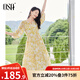 歐莎（OSA）度假風(fēng)V領(lǐng)印花連衣裙女2025夏新款寬松顯瘦海邊中長(cháng)裙氣質(zhì)小個(gè)子 黃色花 L