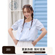 紫涵（ZIHAN）紫涵娃娃領(lǐng)短袖襯衫女2025年夏季新款甜美減齡設(shè)計(jì)感寬松藍(lán)色小衫 天空藍(lán) M