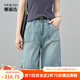 婭麗達鎖色牛仔短褲女萊賽爾涼感褲子2025夏季新款直筒五分褲薄款 懷舊藍（B1） 30