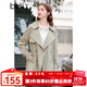 百圖betu女裝春季新款風(fēng)衣英倫風(fēng)中長(cháng)款遮肉顯瘦風(fēng)衣女2401T48 淺卡其綠 S