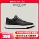 皓頓（HAUT TON）男鞋頭層牛皮板鞋低幫小黑鞋子運動休閑鞋子男 XB532 黑色 40