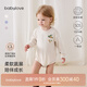 babylove【紡軟織柔】嬰兒包屁衣長(cháng)袖純棉新生兒春秋三角哈衣寶寶爬服居家 瓷白色 80cm