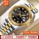 勞力士王子瑞士原裝手表男士日志全自動(dòng)機械表防水鑲鉆商務(wù)氣質(zhì)男表十大腕表 間金黑面-升級版+送皮帶 40mm