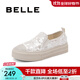 百麗（Belle）亮片帆布鞋女商場(chǎng)同款厚底增高休閑鞋B3R1DBM4 淺金色 34 (220mm)