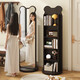 千禧華府小熊旋轉穿衣鏡全身落地鏡家用雜志書(shū)架旋轉儲物試衣鏡子165*36黑