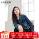 LAGOGO流蘇釘鉆設計感牛仔外套女拉谷谷2025年春季新款復古風(fēng)上衣 深牛仔藍 XL