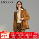 LAGOGO高級感美拉德西裝上衣女拉谷谷春秋新款氣質(zhì)時(shí)尚休閑外套 深駝色(S0) L
