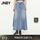 JNBY/江南布衣秋冬新品半身裙A型牛仔傘裙棉質(zhì)挺闊柔軟通勤5O7D14970 992/牛仔蘭 L