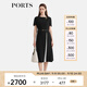 PORTS寶姿女裝2025春夏新款簡(jiǎn)約時(shí)尚撞色褶裥拼接短袖連衣裙ALQ8D045UWQ050 黑色 XL （10）
