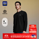 海瀾之家（HLA）長(cháng)袖T恤男25新款刺繡長(cháng)袖男秋季 黑色38 L 175/92A 推薦137~150斤
