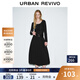 UR秋季新款女裝法式氣質(zhì)赫本風(fēng)顯瘦長(cháng)袖連衣裙UYV740012 黑色 M