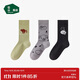 松山棉店襪子女中筒襪抗菌日系可愛(ài)卡通印花長(cháng)筒襪小貓系列22-24