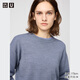 優(yōu)衣庫合作款/女裝雙面織圓領(lǐng)針織衫/毛衣毛衫25秋冬新款480105 63 天藍色 S /155/80A