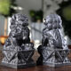 石雕青石獅子一對公母擺件鎮(zhèn)宅家用小號看門門前屋頂陽臺門口庭院 青石獅子【正臉款】 高15*長8*寬7厘米一對