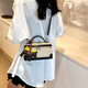欣方帥帆布小包包女2025撞色新款韓版時(shí)尚單肩斜挎包休閑百搭方形水桶包 黑色背提包