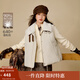 茵曼2025秋冬女裝新款羊羔毛翻領(lǐng)花苞羽絨馬甲休閑寬松白鴨絨外套 淺卡其 M