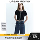 UR秋季新款女裝時(shí)尚氣質(zhì)小香撞色短袖針織開(kāi)衫UYY940001 藏青 S
