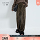 三彩2025冬季新款豹紋絲絨長(cháng)褲高腰松緊直筒褲寬松拖地褲休閑M 咖啡色花卉 S 155/64A 155/64A