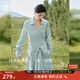 對(duì)白【AN大碼系列】清冷感禪意套裝裙胖mm新中式上衣半身裙兩件套 清水藍(lán) XL 建議體重135-145