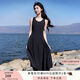 香影【防曬】白色背心無(wú)袖連衣裙女裝2025夏季新款內搭長(cháng)裙小白裙 黑色（防曬款） M