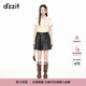 DZZIT地素百褶短裙春秋甜酷交織感辣妹風(fēng)格時髦潮流女 黑色 M