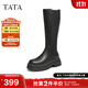 他她（TATA）英倫厚底騎士靴女靴顯瘦長(cháng)筒靴高筒靴冬新款GJX01DG4 黑色 38