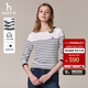 HAZZYS哈吉斯女裝 秋季款女士條紋學(xué)院休閑長(cháng)袖T恤女ABTSE0BCF05 白色WT S (155/80A 36)
