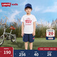 LEVI'S李維斯童裝男童短袖T恤工裝褲2件套夏季兒童休閑套裝 明亮白