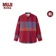 無(wú)印良品（MUJI）女式法蘭絨襯衫領(lǐng)寬版長(cháng)袖襯衫女士格子襯衣外套25年秋季BC2BCC5A 紅色格紋 L （165/88A）
